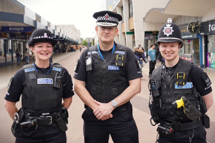 CC Harrington with Sergeant Emily Pentalow and Acting Sergeant Alex Waite at the launch of Basildon's Neighbourhood Police initiative last week.