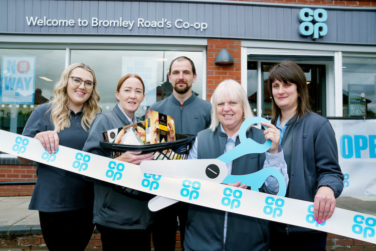Store team at relaunch of Bromley Road Co-op following five-week closure for improvements (Credit: Co-op)