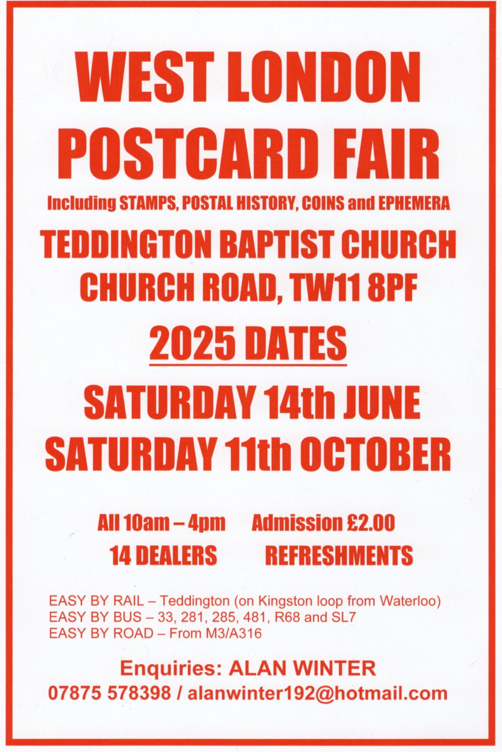 WEST LONDON POSTCARD FAIR WEST LONDON POSTCARD FAIR