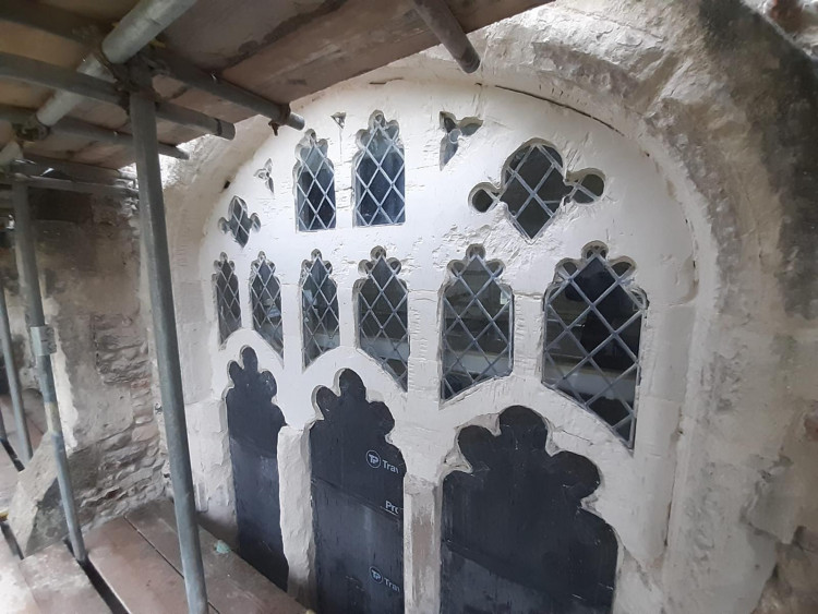 Major repair work is under way to the large gothic windows on the North side of the Grade 1 listed building