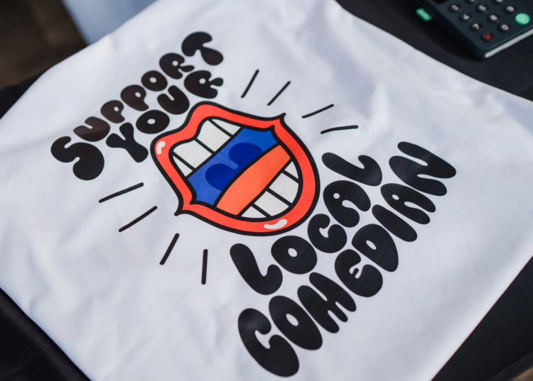 Local Warwick artist Hattie Human collaborated with this year's Warwick's Comedy at the Castle with bold merchandise (images via Hattie Human)