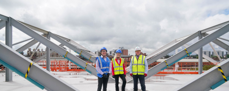 Paul Newman, archives and local studies manager, stands with Cllr Louise Gittins and Gareth Leek, Kier project manager (Image via: Cheshire West and Chester Council)  