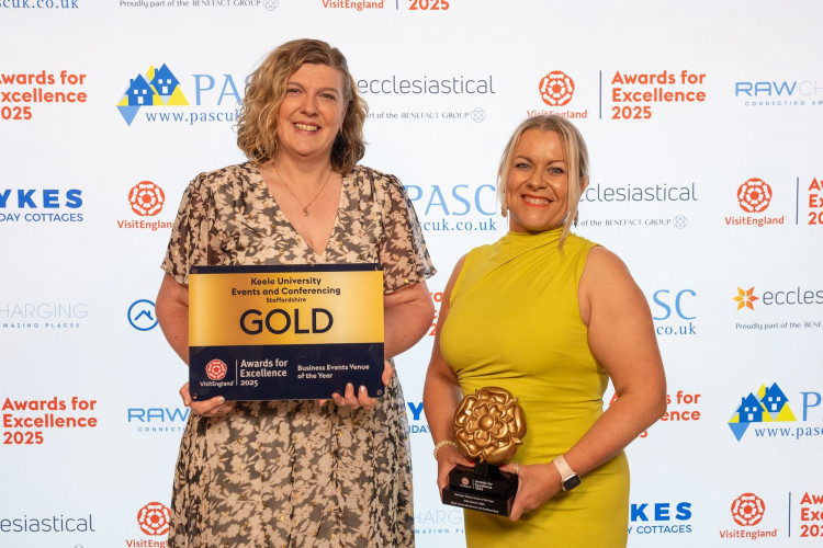Sharon Faulke and Emma Woodcock from Keele University Events and Conferencing, Gold winner of the Business Events Venue of the Year.(VisitBritain/Christopher Orange)