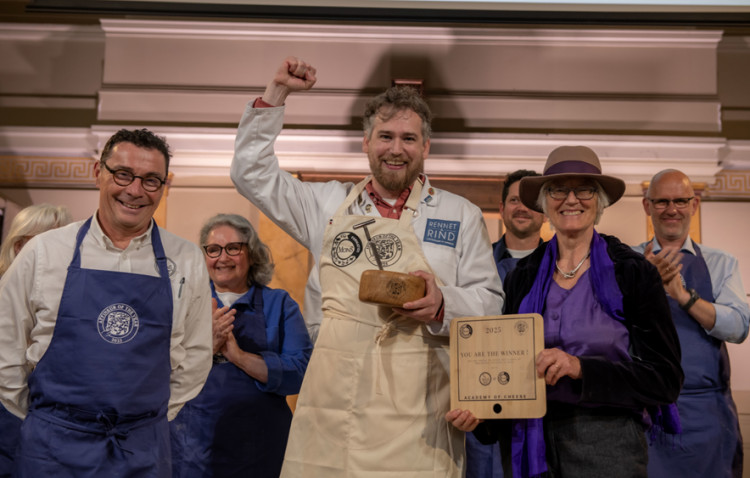 Perry James Wakeman, Chief of Cheese at Stamford's Rennet & Rind took first place for their cheese, Dillon (Photo: Freshly Ground PR)