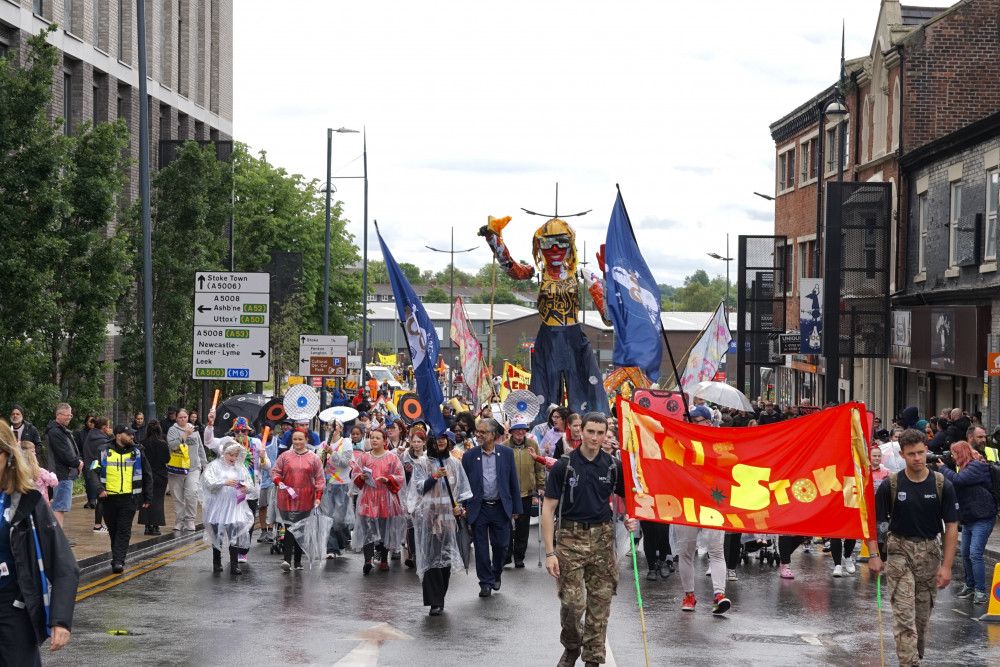 Hundreds walked though the streets of Hanley today in a celebration the city. (Nub News) Hundreds walked though the streets of Hanley today in a celebration the city. (Nub News)