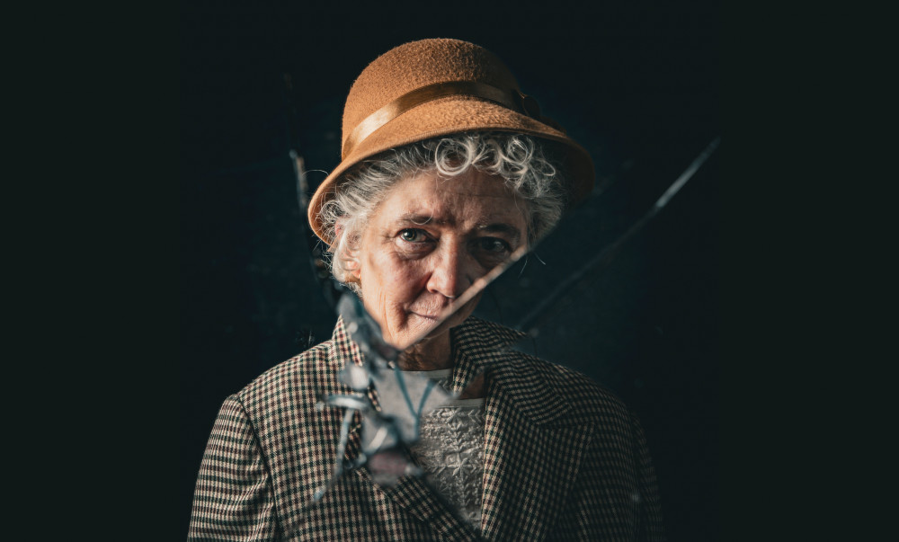 Miss Marple (Judy Wellicome) is drawn into a web of deceit in Agatha Christie’s A Mirror Crack’d (image by Gwyn Davies) Miss Marple (Judy Wellicome) is drawn into a web of deceit in Agatha Christie’s A Mirror Crack’d (image by Gwyn Davies)