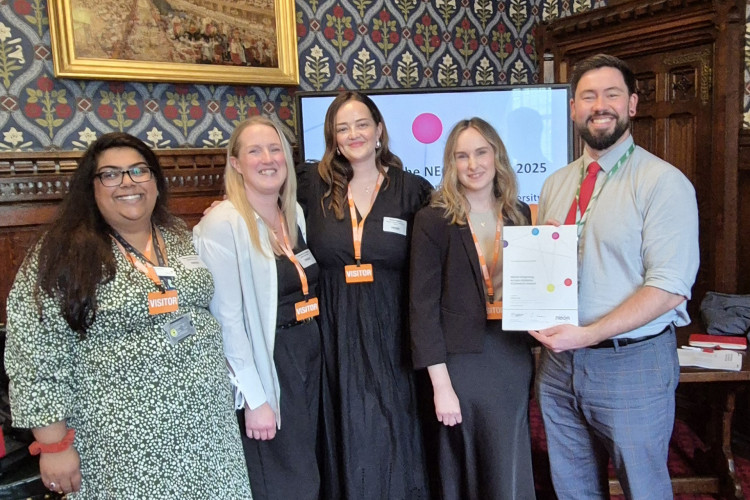 Reena Littlehales, Undergraduate Student Recruitment and Access Officer (UK) Keele University, Charlotte Hughes, Higher Horizons+ Keele Hub Outreach Officer, Molly Hughes, Senior School Administrator – HKVS, Shannon Lovatt, School Administrator – HKVS, Dr Adam Thompson MP. (Keele University)