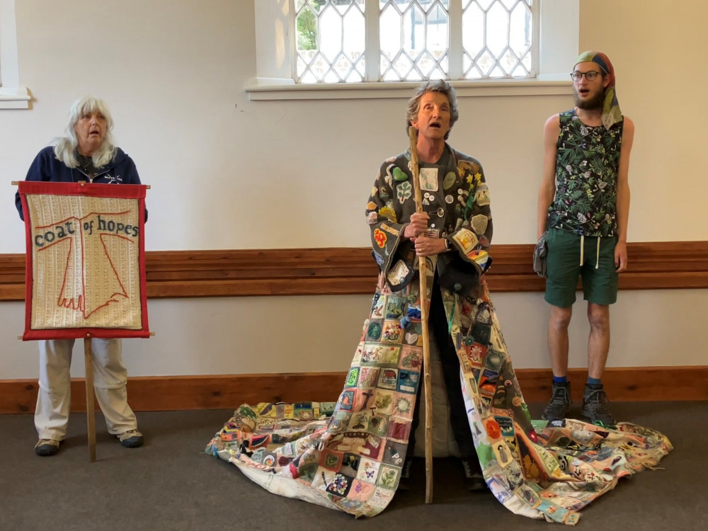 1. Helen Locke (wearing the Coat) with pilgrims Julie Stamford and Michael Vere. (Credit: Maldon URC) 1. Helen Locke (wearing the Coat) with pilgrims Julie Stamford and Michael Vere. (Credit: Maldon URC)