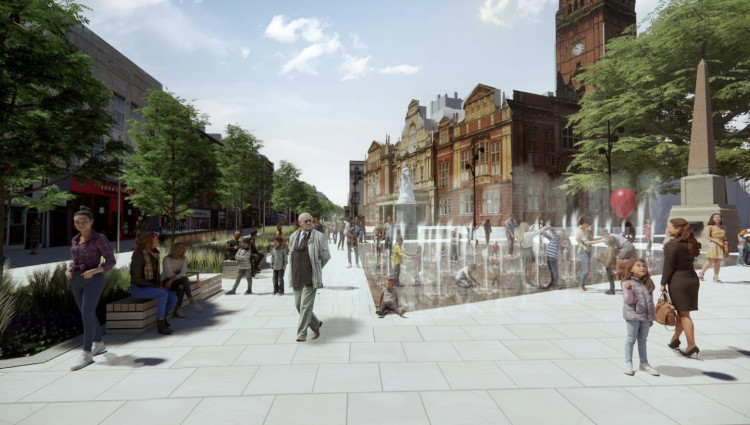 A CGI image of how the Parade in Leamington could look if pedestrianised (images supplied)