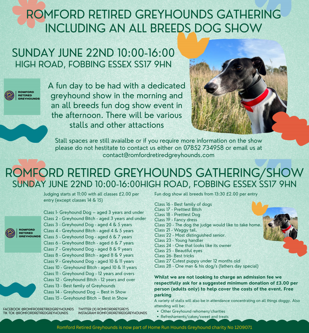 Romford Retired Greyhounds and all breed dog Show Romford Retired Greyhounds and all breed dog Show