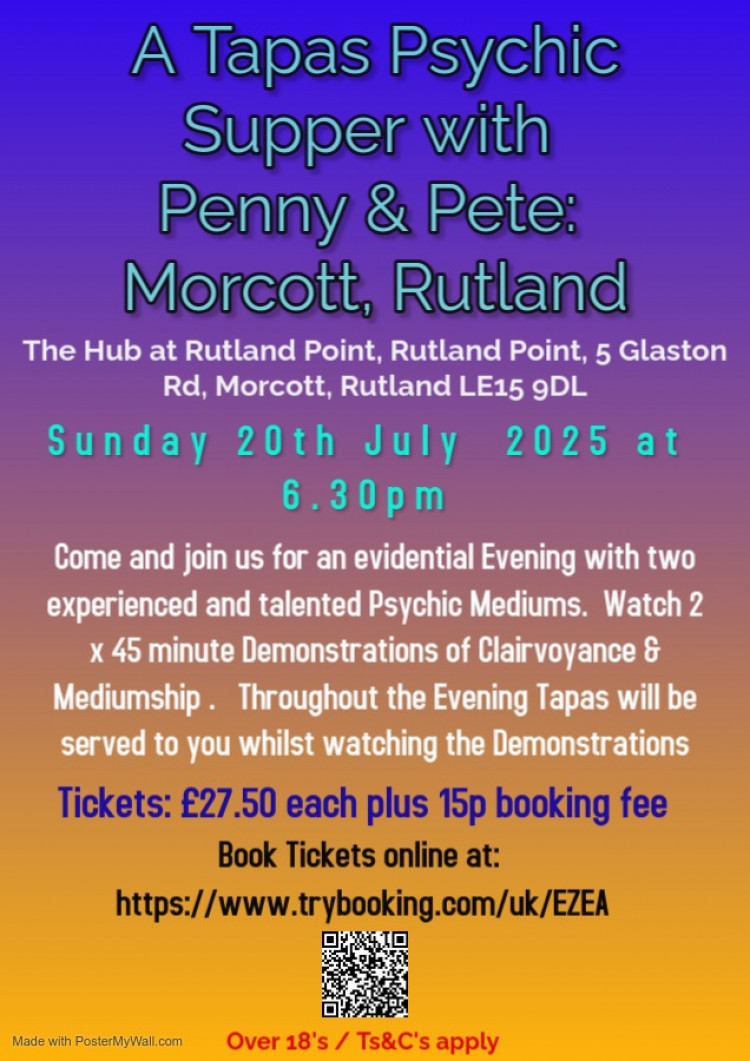 A Tapas Psychic Supper with Penny & Pete: Morcott, Rutland A Tapas Psychic Supper with Penny & Pete: Morcott, Rutland