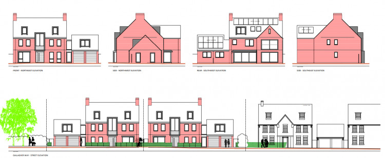 Designs for the proposed houses off Gallagher Way (image via planning application)