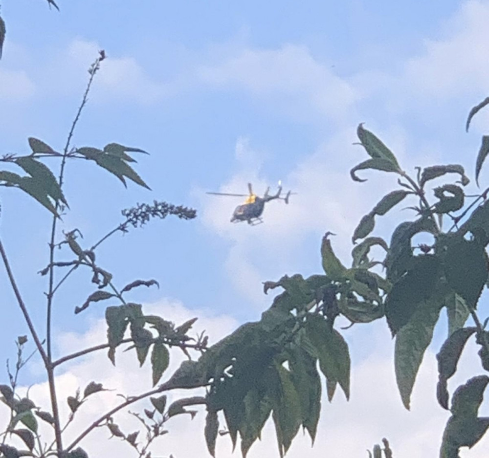 A police helicopter was seen flying over the Thames at Teddington yesterday (Credit: Nub News) A police helicopter was seen flying over the Thames at Teddington yesterday (Credit: Nub News)