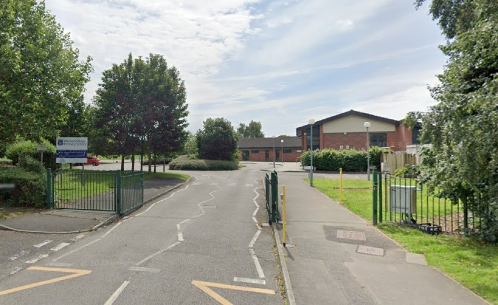 Traffic calming measures have been proposed around Weston Village Primary School, Crewe (Google). Traffic calming measures have been proposed around Weston Village Primary School, Crewe (Google).