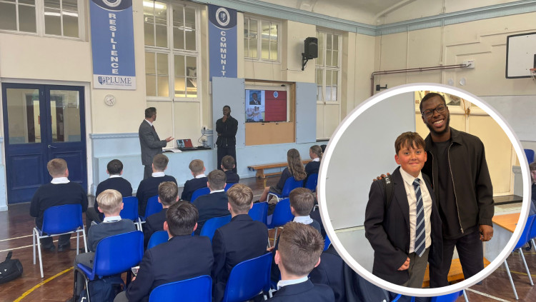 Yunus delivered a talk to Year 7 and 8 pupils as well as gifted PE students. (Credit: Plume Academy)