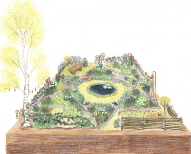 The Bud and Blossom Reflection Garden designed by students from Trinity Catholic School in Leamington (image via Trinity Catholic School, History Research group)