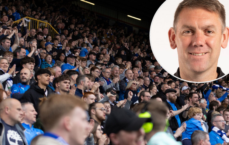 Stockport County manager Dave Challinor has signed a new three-year deal with the club, saying he's aiming for Championship football (Images - main: Zachary Locke / inset: MGPetch, Wikimedia Commons)