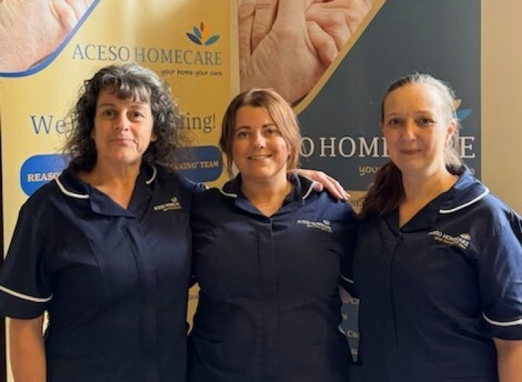 Aceso's deputy manager Lorraine White, registered manager Nicole Griffiths and care coordinator Christy (Credit: Aceso Homecare)