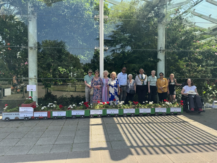 Mayor Cllr Ruggy Singh launching the Geranium Train in Leamington  (images supplied)