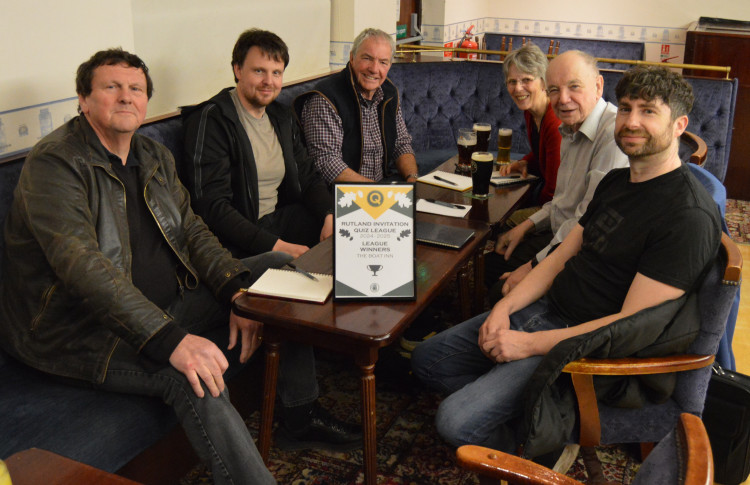 The Boat quiz team celebrate their three-peat. (Image: Rutland Invitation Quiz League)