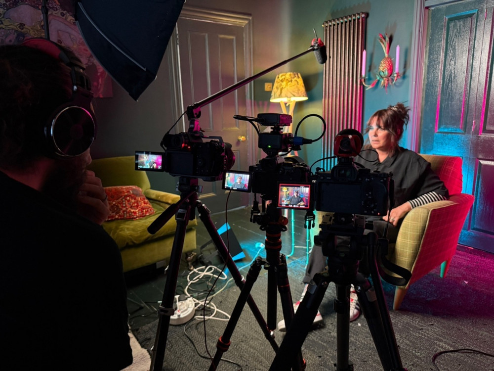 Sarah Mayhew being interviewed. Sarah Mayhew being interviewed.