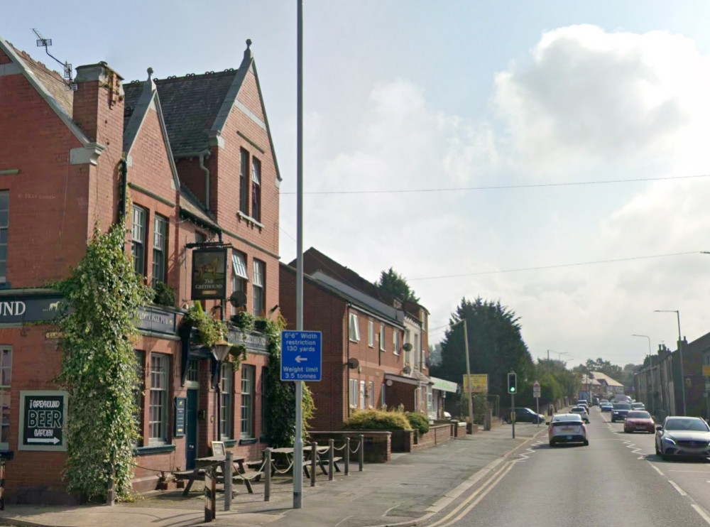 Police are appealing for information following an incident on Lower Bents Lane in Bredbury, Stockport, near the Greyhound Pub (Image - Google Maps / note this image was taken in September 2024 and does not depict the vehicles involved) Police are appealing for information following an incident on Lower Bents Lane in Bredbury, Stockport, near the Greyhound Pub (Image - Google Maps / note this image was taken in September 2024 and does not depict the vehicles involved)