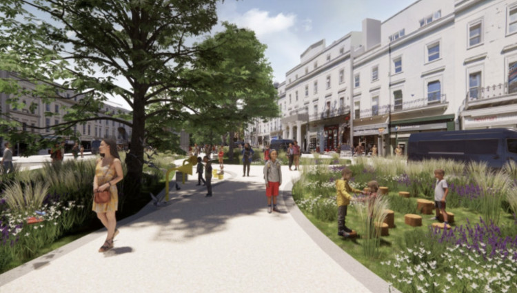 A CGI image of how the Parade in Leamington could look if pedestrianised (images supplied)