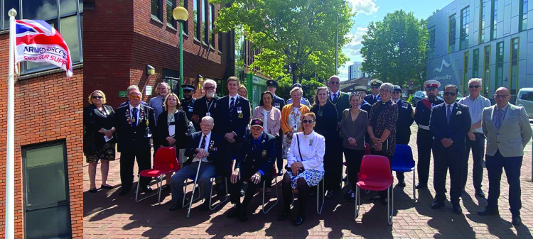 Veterans and supporters attended the civic offices as the flag was raised today. 