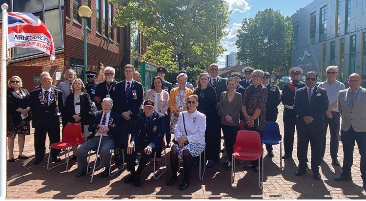 Veterans and supporters attended the civic offices as the flag was raised today. 