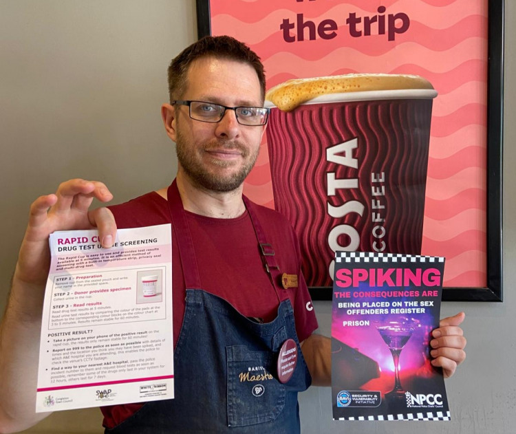 Anthony Selby at Costa in Congleton receives one of the testing kits (Credit: Nub News)