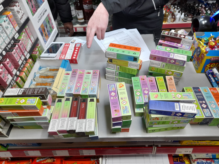 Disposable vapes were seized by trading standards officers from his premises (Image via: Cheshire West and Chester Council)