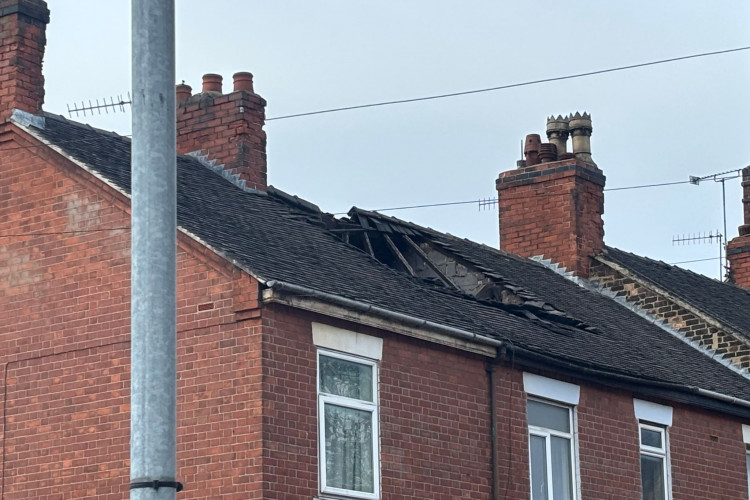 Furlong Road in Tunstall was closed on Monday evening after the roof of a house collapsed. (Nub News)