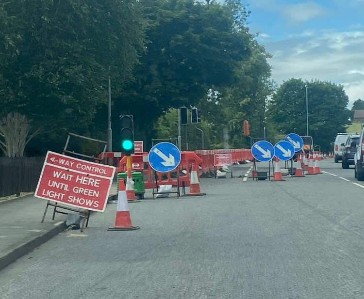 Burton Road in Ashby has temporary traffic lights and closure over the coming weeks (Photo: Grace Kennington)