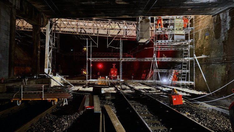 There will be no trains to or from Stockport from 2-23 August 2025 while the Greek Street / Armoury Roundabout bridge is replaced (Image - Network Rail)
