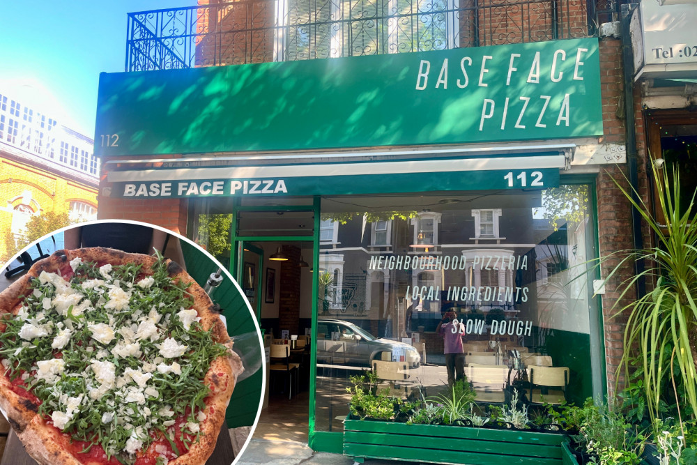 Base Face Pizza’s new Kew Road location offers 18-inch pies, local ingredients, and a commitment to “slow dough” (credit: Cesar Medina). Base Face Pizza’s new Kew Road location offers 18-inch pies, local ingredients, and a commitment to “slow dough” (credit: Cesar Medina).