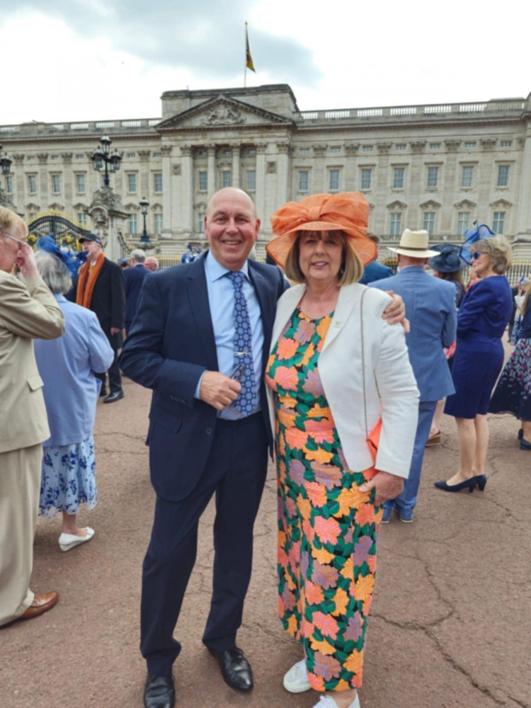 Alan Stancliffe, chairman of Alsager Cricket Club at the Buckingham Palace Garden Party with his wife Kay. (Photo: Nub News) 