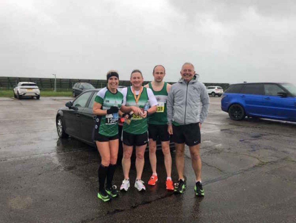 Four members of Kenilworth Runners battled the rain at the Leicestershire Chase the Sun at Prestwold Hall last week