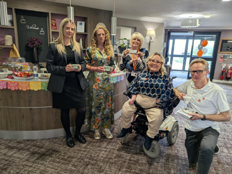 Everything stops for tea for the launch of the new carers group. From left to right: Rachel McIntosh, manager, Emma Baker, Commissioned Services Manager, Natasha Wilson, Group Dementia Care Manager, Kerry Winstanley, Area Director and James Tugendhat, CEO. (Photo: Nub News) 