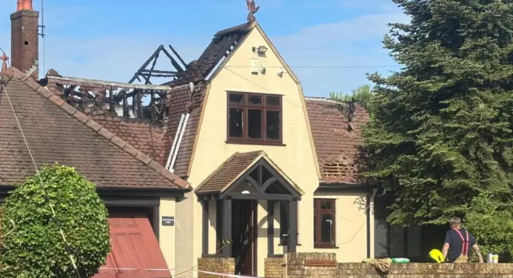 The damaged building. The damaged building.
