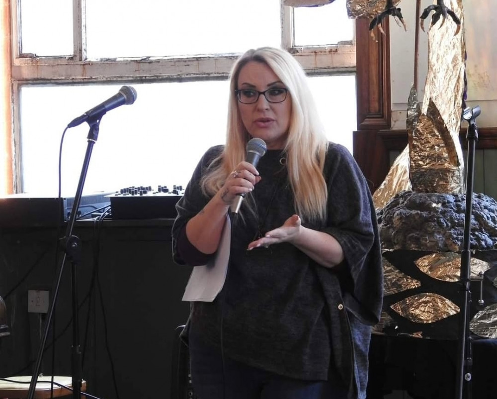 Giving a talk on International Women's Day at The Art Bank