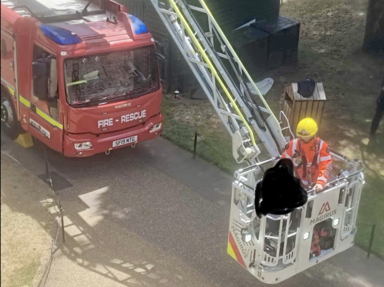 A visitor fell at Guy's Tower, Warwick Castle, injuring their shoulder and leg (image via Leamington Fire Station)