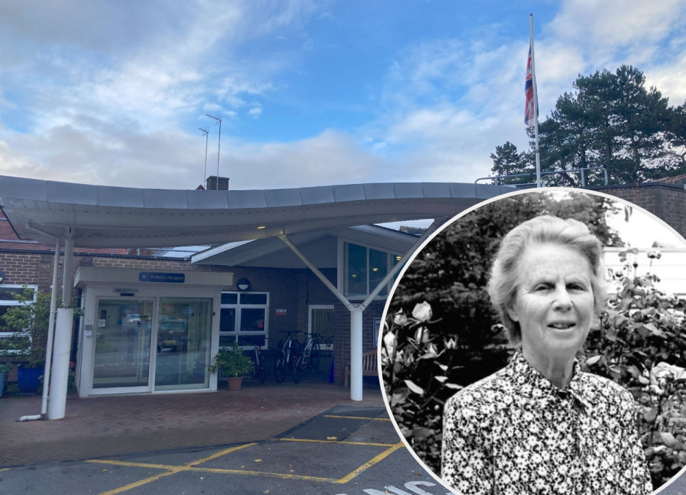 From October, St Ann's Hospice in Heald Green will be renamed the Moya Cole Hospice in honour of its 'trailblazing' founder (Images - main: Nub News / inset: St Ann's Hospice)