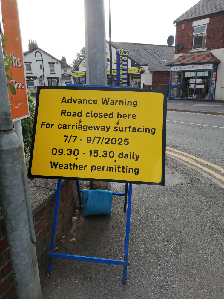Road closure signs have gone up for the Lawton Road closure next week. (Photo: Nub News)