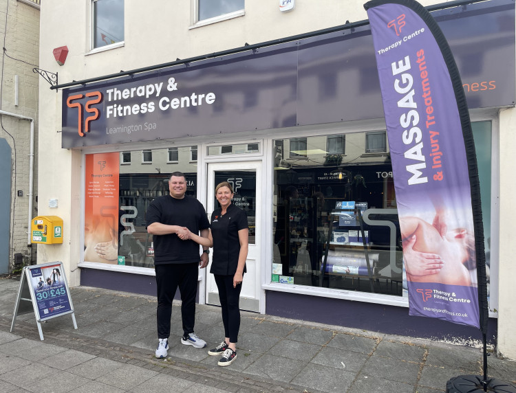 Jay Moore pictured with Lisa Devine at The Therapy and Fitness Centre (image supplied)