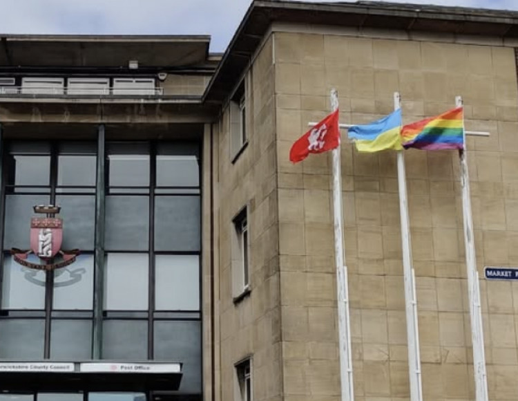 A dispute arose between Warwickshire's council leader and its chief executive over flying the Progress Pride flag, sparking debate (image via Warwickshire County Council)