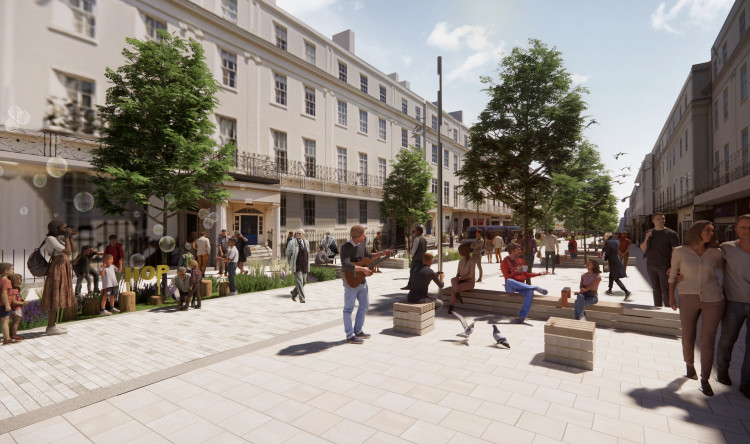 Warwickshire business people review plans for a traffic-free Parade (image supplied) 