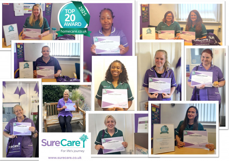 SureCare Central Cheshire in Nantwich has won an award for being one of the top 20 home care providers in the north-west of England (Supplied).