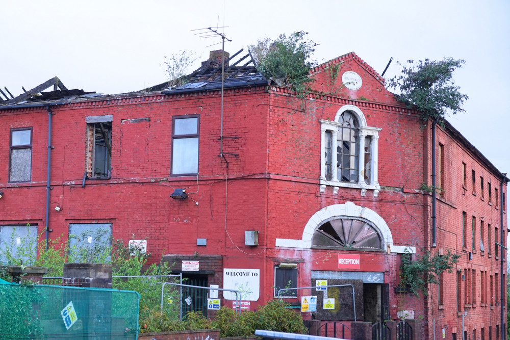 Westport Road has been closed since a fire at the derelict former Wade Ceramics building in Burslem. (Nub News) Westport Road has been closed since a fire at the derelict former Wade Ceramics building in Burslem. (Nub News)