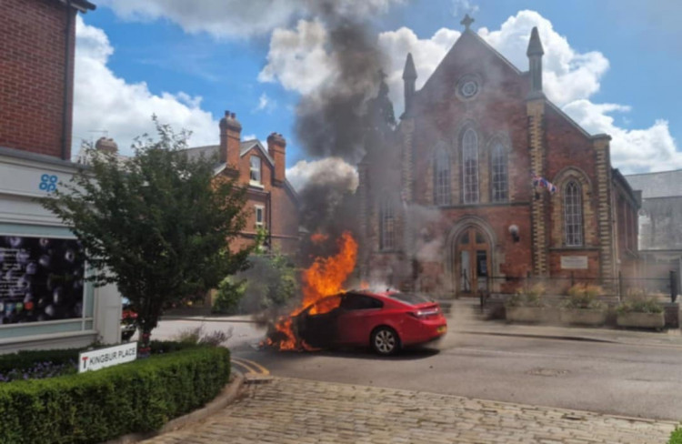 A Crewe woman has been arrested for failing to provide a drugs wipe, following a car blaze in Audlem (Credit: Christopher Faron).