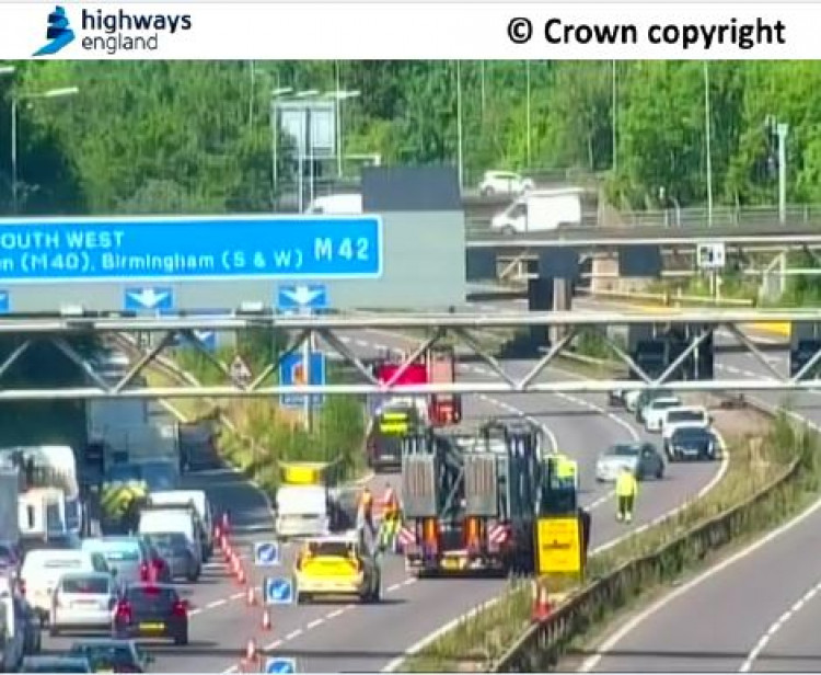 A man was arrested after an incident on the M42 today (image via National Highways)